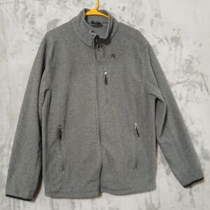 Solaris Men Full Zip Fleece Sweater Size L Gray Mock Neck